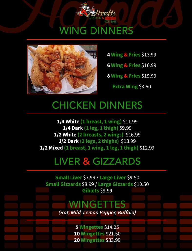 Harold’s Chicken menu 2