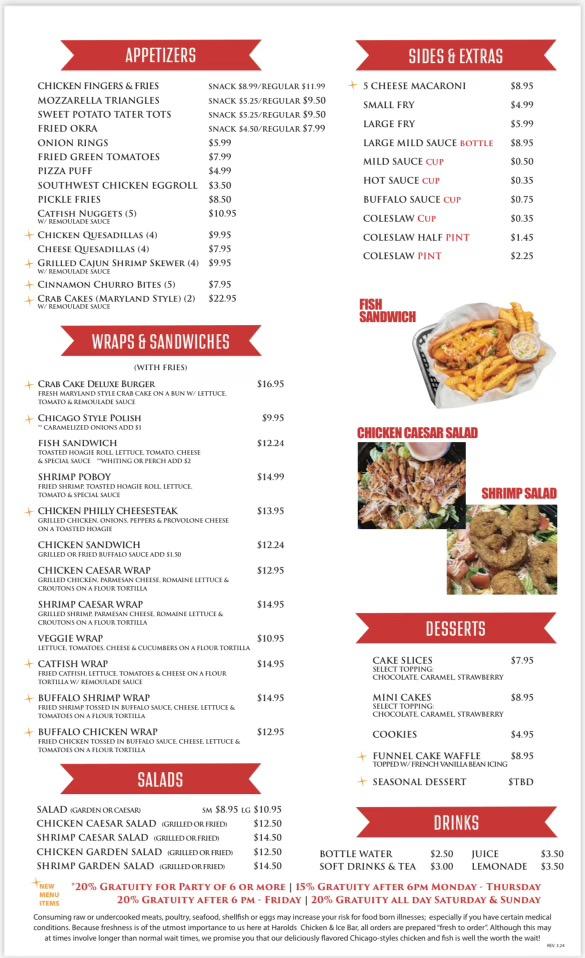 Harold’s Chicken menu 5